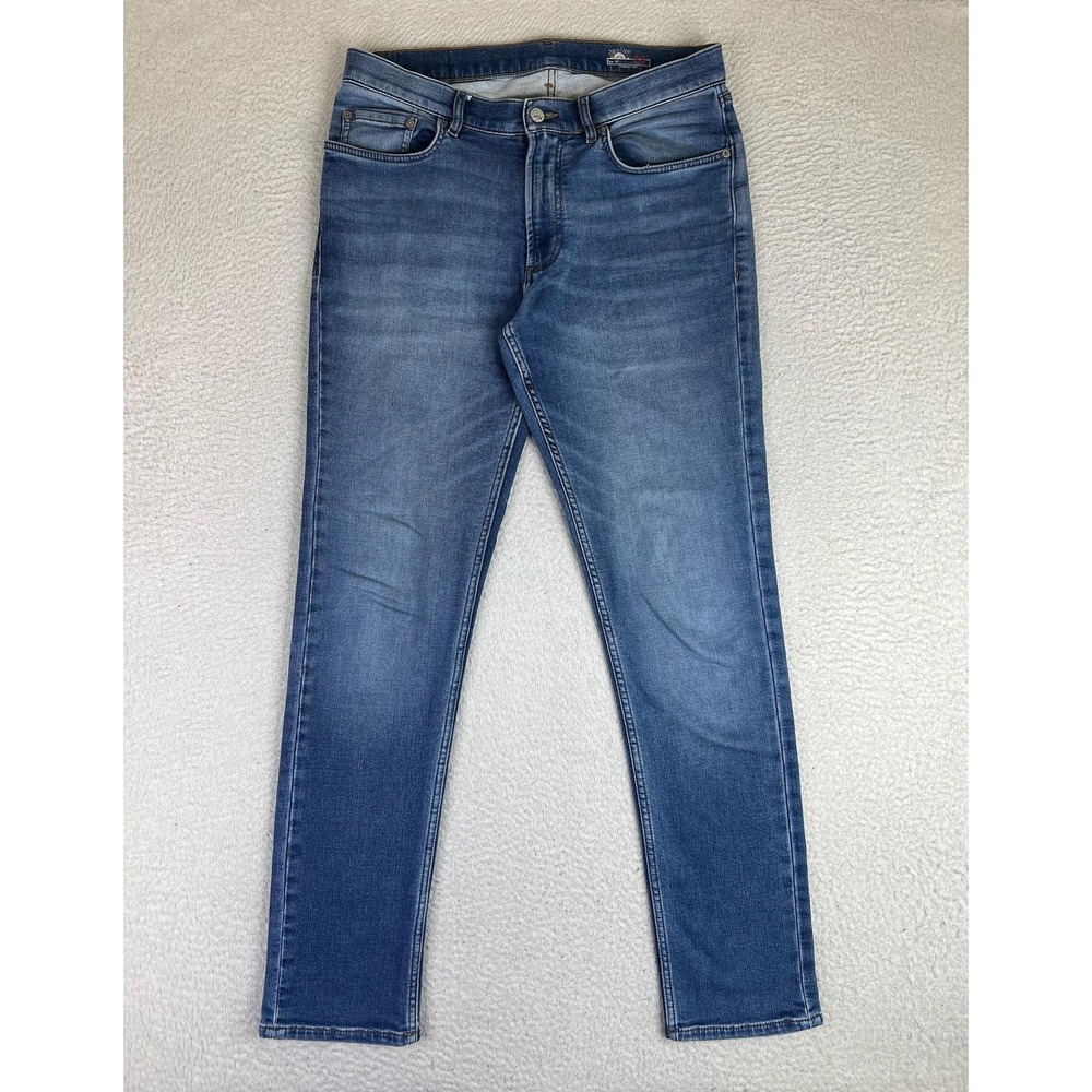 Faherty Jeans Mens 33x32 Blue Stretch Terry 5-Pocket Slim Fit Denim Pants Casual